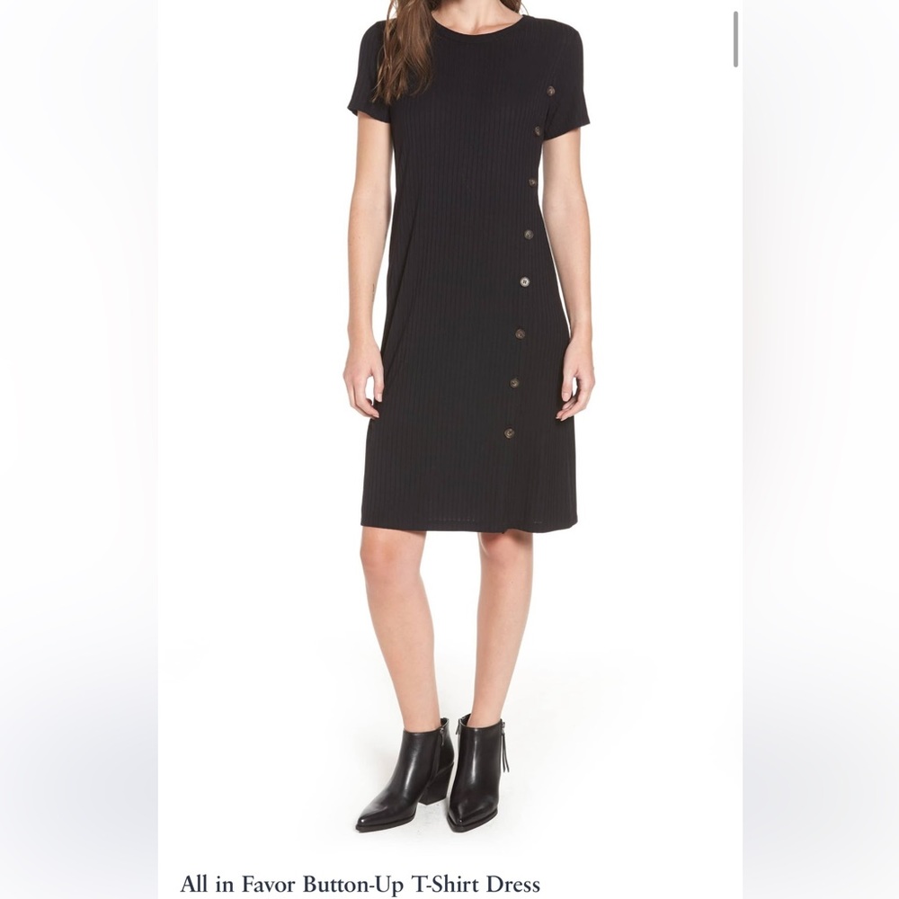 All In Favor black button up t-shirt dress